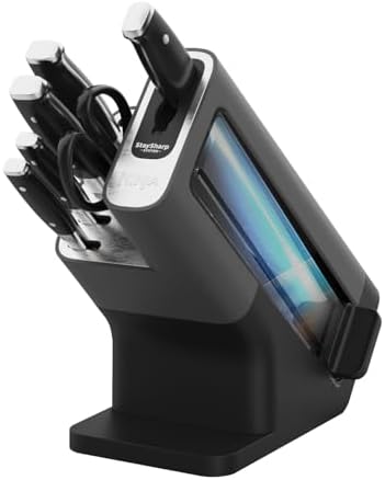 A professional image showing the Ninja Foodi StaySharp Knife Block set on a kitchen counter.